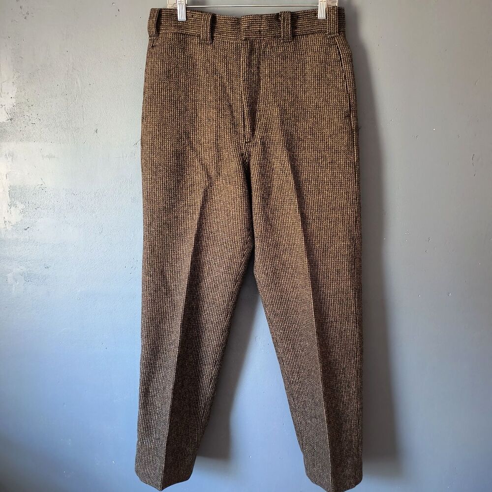 L.L. Bean Vintage Wool Tweed Hunting Pants Brown 32X30 Outdoors Field Heavy Warm
